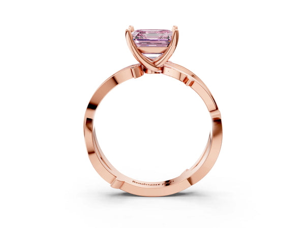 Rose Gold Asscher Cut Crossover Twist Pave Engagement Ring Setting for Fancy Pink Center