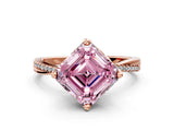 Rose gold Fancy Pink Asscher  Solitaire Twist Band with Pavé Diamonds and Four-Prong Setting_108