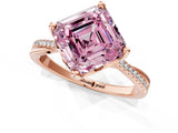 Rose gold Fancy Pink Asscher  Solitaire Twist Band with Pavé Diamonds and Four-Prong Setting_109
