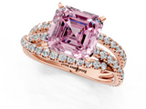 Rose gold Fancy Pink Asscher  Solitaire Twist Band with Pavé Setting and Four-Prong Setting_1