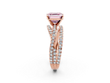 Rose gold Fancy Pink Asscher  Solitaire Twist Band with Pavé Setting and Four-Prong Setting_2