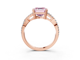 Rose gold Fancy Pink Asscher  Solitaire Twist Band with Pavé Setting and Four-Prong Setting_3