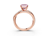 Rose gold Fancy Pink Asscher  Solitaire Twist Band with Pavé Setting and Four-Prong Setting_3