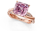 Rose gold Fancy Pink Asscher  Solitaire Twist Band with Pave Prong Setting_18