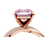Rose gold Fancy Pink Asscher  Solitaire Twist Band with Pave Prong Setting_21