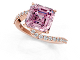 Rose gold Fancy Pink Asscher  Solitaire Twist Band with Pave Set Diamonds and Four-Prong Setting_1