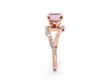 Rose gold Fancy Pink Asscher  Solitaire Twist Band with Pave Set Diamonds and Four-Prong Setting_2