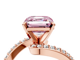 Rose gold Fancy Pink Asscher  Solitaire Twist Band with Pave Set Diamonds and Four-Prong Setting_4