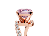 Rose gold Fancy Pink Asscher  Solitaire Twist Band with Pave Set Diamonds and Four-Prong Setting_5