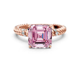 Rose gold Fancy Pink Asscher  Solitaire Twisted Band Prong Set Engagement Ring_46