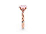 Rose gold Fancy Pink Asscher  Solitaire Twisted Band Prong Set Engagement Ring_48