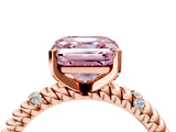 Rose gold Fancy Pink Asscher  Solitaire Twisted Band Prong Set Engagement Ring_50