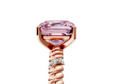 Rose gold Fancy Pink Asscher  Solitaire Twisted Band Prong Set Engagement Ring_51