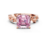 Rose gold Fancy Pink Asscher  Solitaire Twisted Band Prong Setting Ring