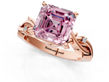 Rose gold Fancy Pink Asscher  Solitaire Twisted Band Prong Setting Ring_1