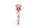 Rose gold Fancy Pink Asscher  Solitaire Twisted Band Prong Setting Ring_2