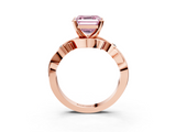 Rose gold Fancy Pink Asscher  Solitaire Twisted Band Prong Setting Ring_3