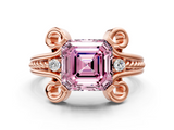 Rose gold Fancy Pink Asscher  Solitaire Twisted Band Scroll Prong Ring_3
