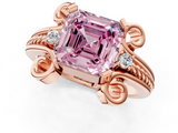 Rose gold Fancy Pink Asscher  Solitaire Twisted Band Scroll Prong Ring_4