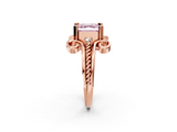 Rose gold Fancy Pink Asscher  Solitaire Twisted Band Scroll Prong Ring_5