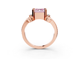 Rose gold Fancy Pink Asscher  Solitaire Twisted Band Scroll Prong Ring_6