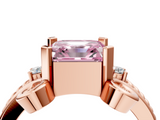 Rose gold Fancy Pink Asscher  Solitaire Twisted Band Scroll Prong Ring_7