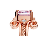 Rose gold Fancy Pink Asscher  Solitaire Twisted Band Scroll Prong Ring_8