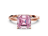 Rose gold Fancy Pink Asscher  Solitaire Twisted Band with Bead Prong Setting_46