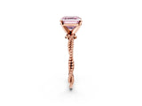 Rose gold Fancy Pink Asscher  Solitaire Twisted Band with Bead Prong Setting_48