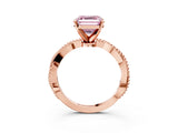 Rose gold Fancy Pink Asscher  Solitaire Twisted Band with Bead Prong Setting_49