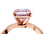Rose gold Fancy Pink Asscher  Solitaire Twisted Band with Bead Prong Setting_50