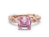 Rose gold Fancy Pink Asscher  Solitaire Twisted Band with Pavé Accents and Four-Prong Setting_20