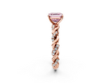Rose gold Fancy Pink Asscher  Solitaire Twisted Band with Pavé Accents and Four-Prong Setting_22