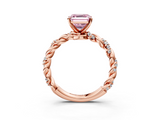 Rose gold Fancy Pink Asscher  Solitaire Twisted Band with Pavé Accents and Four-Prong Setting_23
