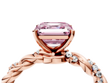 Rose gold Fancy Pink Asscher  Solitaire Twisted Band with Pavé Accents and Four-Prong Setting_24
