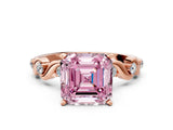 Rose gold Fancy Pink Asscher  Solitaire Twisted Band with Prong Setting 1