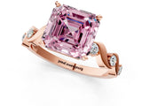 Rose gold Fancy Pink Asscher  Solitaire Twisted Band with Prong Setting 2