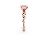 Rose gold Fancy Pink Asscher  Solitaire Twisted Band with Prong Setting 3