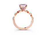 Rose gold Fancy Pink Asscher  Solitaire Twisted Band with Prong Setting 4