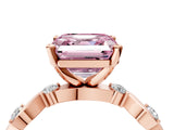 Rose gold Fancy Pink Asscher  Solitaire Twisted Band with Prong Setting 5