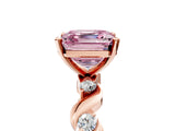 Rose gold Fancy Pink Asscher  Solitaire Twisted Band with Prong Setting