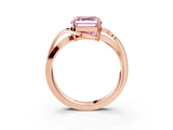 Rose gold Fancy Pink Asscher  Solitaire Twisted Band with Prong Setting_23