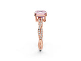 Rose gold Fancy Pink Asscher  Solitaire Twisted Pave Diamond Ring with Four-Prong Setting_116