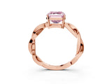 Rose gold Fancy Pink Asscher  Solitaire Twisted Pave Diamond Ring with Four-Prong Setting_117