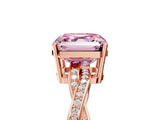 Rose gold Fancy Pink Asscher  Solitaire Twisted Pave Diamond Ring with Four-Prong Setting_119