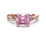 Rose gold Fancy Pink Asscher  Solitaire Twisted Pave Diamond Ring with Four-Prong Setting_24