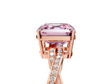 Rose gold Fancy Pink Asscher  Solitaire Twisted Pave Diamond Ring with Four-Prong Setting_29