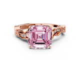 Rose gold Fancy Pink Asscher  Solitaire Vine Band with Milgrain Prong Setting_3