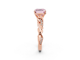 Rose gold Fancy Pink Asscher  Solitaire Vine Band with Milgrain Prong Setting_5