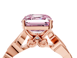 Rose gold Fancy Pink Asscher  Solitaire Vine Band with Milgrain Prong Setting_7